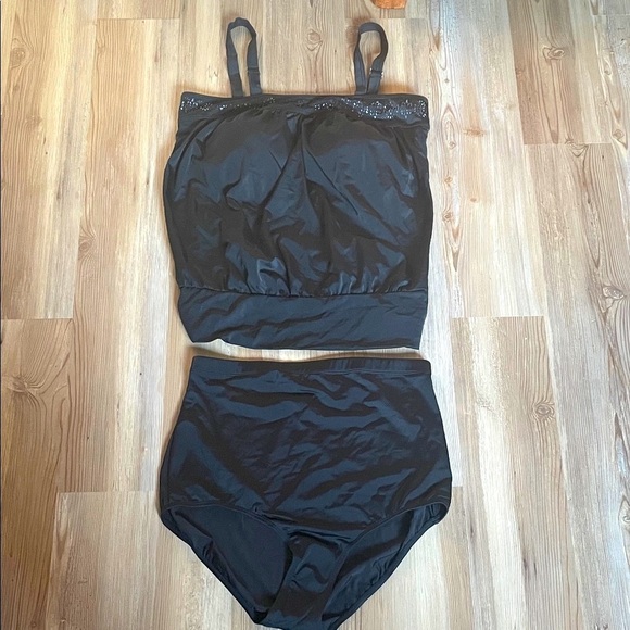 Swimsuits For All Laser Cut Blouson Tankini Set Black Plus size 18 NEW Beach - Picture 13 of 16